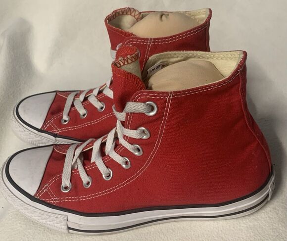 Converse Chuck Taylor All Star Red High Top Sneakers Classic Retro Womens 7.5